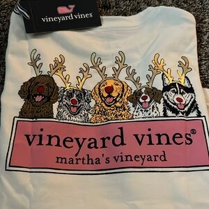 Vineyard Vines marshmallow color Long Sleeve with Dog Reindeer Design! Cute! Boy